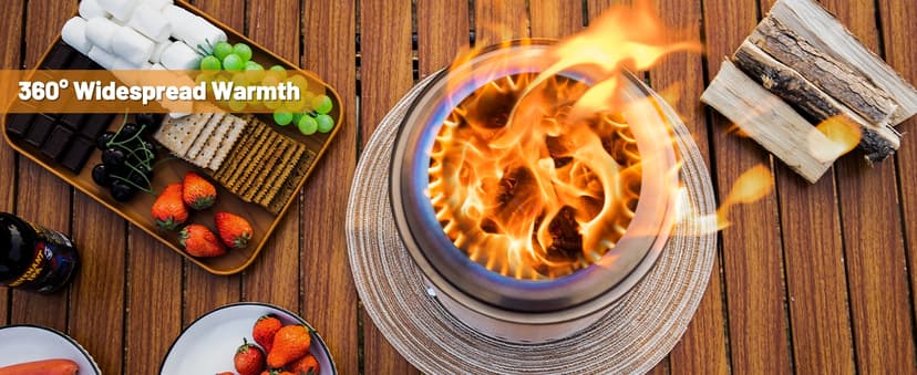 Table Top Firepit 6 Inch - Tabletop Fire Pit Camping Stove 304 Stainless Steel Pellet Patio Heater Portable Smokeless Fire Pit 6"x6.89" Silver