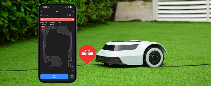 Robot Lawn Mower with Max 180m Stable Boundary Wire - Recommended 550㎡, Max 900㎡, 300% Higher Efficiency of Grid-Shaped Mowing Path, Automatic Robotic Lawn Mower with Auto Mapping & Recharge