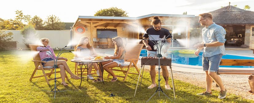 Standing Misters for Outside Patio, Adjustable Height 5.3 FT Stand Misting System for Cooling Outdoor, Portable Water Mister for Mist Playing, Patio Cooling, Backyard, Porch, Sprinkler (Gray)