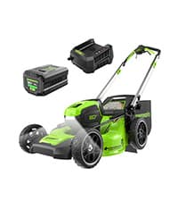 Greenworks 80V 21" Brushless Cordless (Self-Propelled) Lawn Mower (LED Headlight + Aluminum Handles), 4.0Ah Battery and Rapid Charger Included (75+ Compatible Tools)