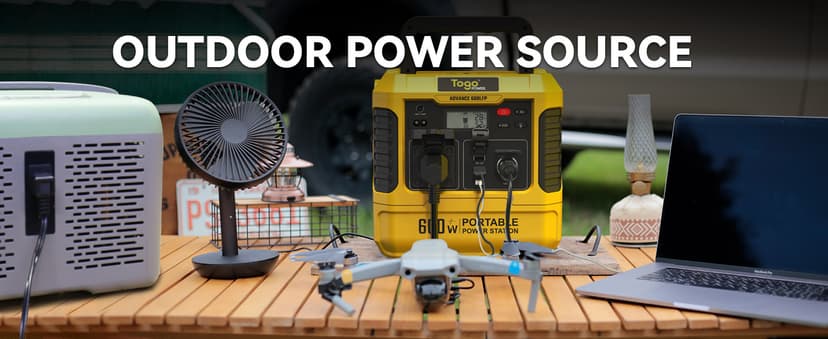 Togo POWER Portable Power Station ADVANCE600-560Wh LiFePO4 Battery 600W AC Outlet (Peak 1200W) - 0-80% in 60 Mins - Power Backup Outdoor Solar Generator for Camping, RV Trip, Outage