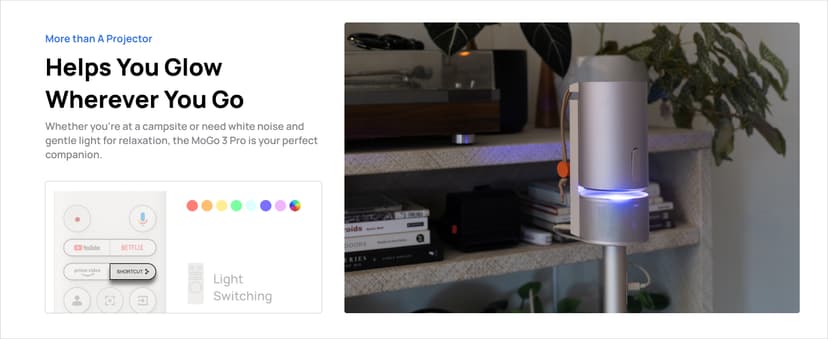 XGIMI MoGo 3 Pro NEW Outdoor Projector with PowerBase Stand, 2.5hrs Battery, Google TV with Licensed Netflix, Build-in Adjustable Stand, 450 ISO Lumens, ISA 2.0, 2 x 5W Harman Kardon