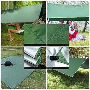 Camping Hammock with Rain Fly Tarp and Mosquito Net with Tree Straps,1/2 Person Portable Hammocks with Rain Cover for Indoor Outdoor Backpacking Hiking Travel Yard Activities Green