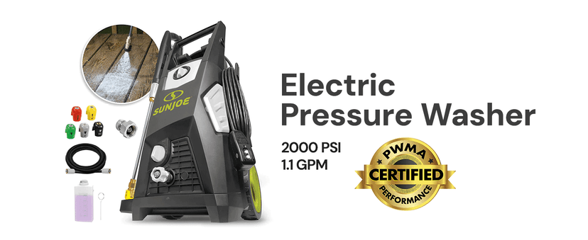 Sun Joe Electric Pressure Power Washer, 2000 PSI (PWMA Certified), 1.1 GPM, Dual Soap Tanks, SPX3500 (35-FT GFCI Water-Safe, Power Cord)