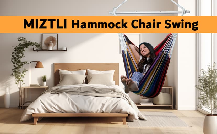 MIZTLI Hammock Chair Swing Indoor Hammock for Bedroom - Max 500 Lbs-Steel Spreader Bar with Anti-Slip Rings-Indoor & Outdoor