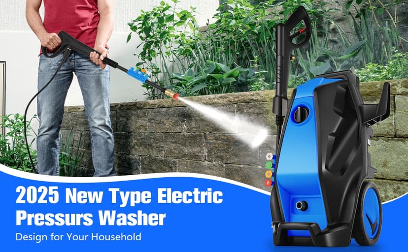 Electric Pressure Washer, 5000PSI 4.0GPM Heavy Duty Power Washer with 33 FT Extension Hose, 4 Quick Connect Nozzles and Foam Cannon for Cars/Fences/Driveways/Patios/Home Cleaning, Blue