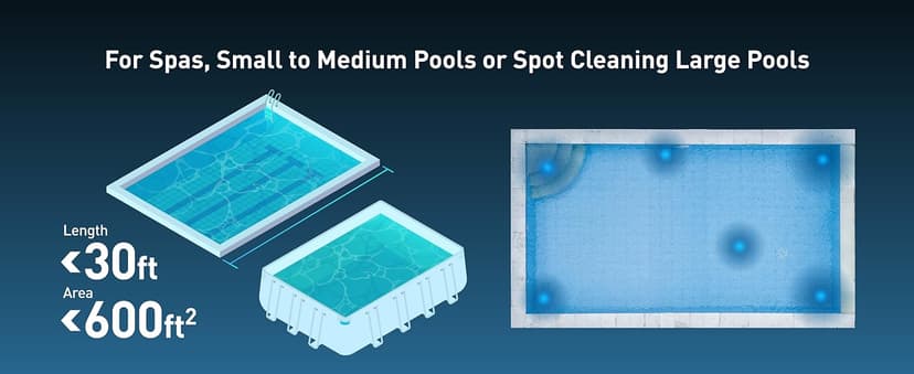 KOKIDO (2025 Upgrade) Rechargeable Handheld Pool Vacuum with Dual Brush Heads and Aluminum Pole, 60 mins Cordless Spot Cleaning Suction, Above Ground Pool, Hot Tub, Spa and Pools to 20ft, XTROVAC 110