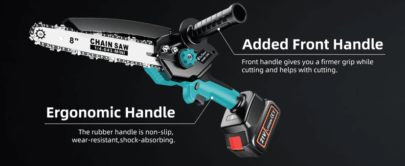 Mini Chainsaw Cordless, 8 inch & 6 inch Electric Chain Saw with 2 Pack Rechargeable Batteries, Battery Powered Handheld Saw for Trees Trimming Wood Cutting, Perfect Gardening Tools for Men Dad Husband