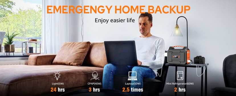 Solar Powered Generator 200W Peak/100W Rated, Portable Solar Generator Power Station with Solar Panels 40W Included, 146Wh Solar Power Bank with AC Outlet 110V for Home Use Camping Outdoor Adventure