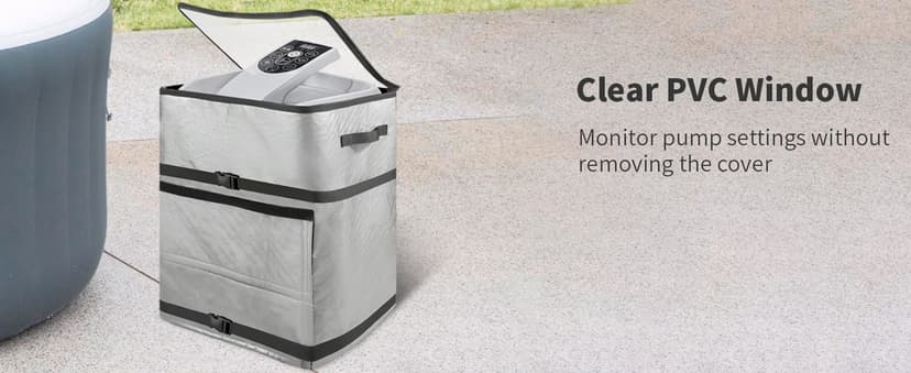 UCEDER Insulated Inflatable Hot Tub Spa Heater Pump Cover with Clear PVC Window, Energy-Saving and Eco-Friendly Insulation for Winter Freeze Protection