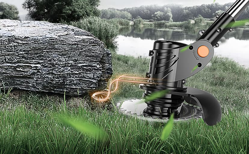 Cordless Lawn Mower with Battery and Charger,21V Lawn Trimmer Grass Edger with Two 2.0Ah Li-Ion Battery Powered & 3 Cutting Blade Types, Compact Power Tool for Lawn Yard Work, Black