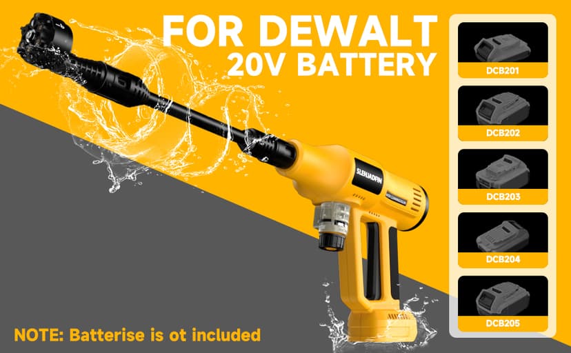 Cordless Pressure Washer for Dewalt 20V Battery 700 PSI Portable Handheld Power Washer with 6-in-1 Nozzle Foam Cannon for Car Floor Fence Wall Cleaning (Battery Not Included)