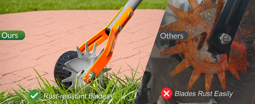 Walensee Wheel Rotary Edger, 69.7 Inch Hand Manual Edger Lawn Tool with Adjustable Stainless Steel Handle, Trimming Grass Weed Edger with Cushion Grip for Garden Sidewalks Driveways and Landscaping