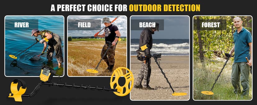 Metal Detector for Adults Waterproof-Professional Higher Accuracy Gold Detector with LCD Display,5 Mode,Advanced DSP Chip 12" Coil(Yellow)