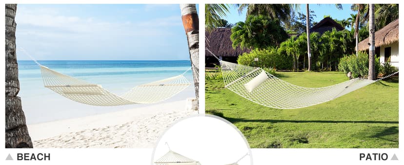 13FT Hammocks, Traditional Hand Woven Cotton Rope Hammock with Free Extension Chains for Outdoor Indoor Patio Yard 450 LSB Capacity for Two Person (Dark Grey)