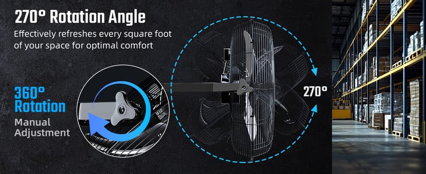 Simple Deluxe 18 Inch Industrial Wall Mount Fan, 3 Speed Commercial Ventilation Metal Fan for Warehouse, Greenhouse, Workshop, Patio, Factory and Basement - High Velocity