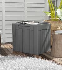 Patiowell 82 Gallon Resin Deck Box, Waterproof Large Wood Look Storage Box for Patio Furniture, Pool Accessories, Garden Tools and Sports Equipment, Lockable, Grey