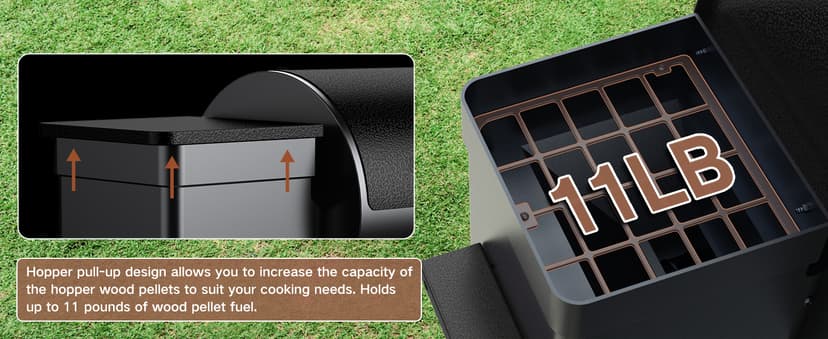 KingChii Portable Electric Wood Pellet Grill & Smoker with Foldable Legs, 456 SQ.IN Grill Capacity, with PID Temperature Control (180-425°F) for Backyard Camping Bake and Roast, Black with Cover