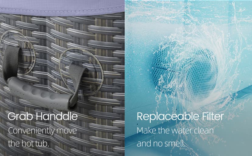 82" Inflatable Hot Tub for 4-6 People, Portable Outdoor Spa with 130 Soothing Bubble Jets, Smart Heating up to 104°F, with Insulated Cover, 6 Filters, PE Floor Mat, 110-120V Input (Laminated PVC)