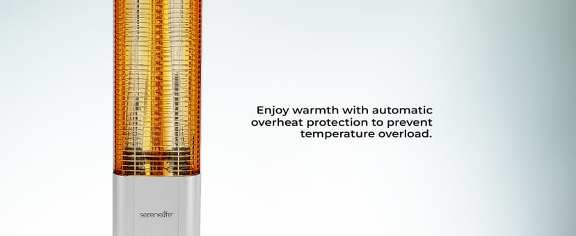 SereneLife Outdoor Electric Patio Heater - 900W Infrared Heater with Remote, Aluminum Reflector, Waterproof Design, IP65 Approved, Quiet Operation, Standing Porch Heater for Patio & Backyard