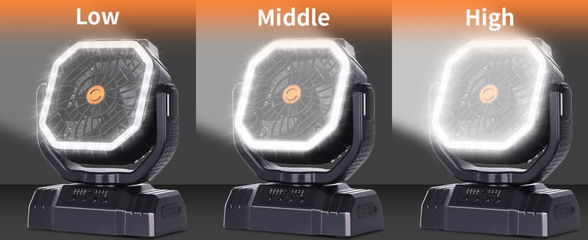 AVV 20000mAh High Speed Portable Camping Rechargeable Fan with Remote Control, Battery Powered with Auto Oscillating with Camping Essentials Accessories for Outdoor, Beach, Patio, Tent, Black