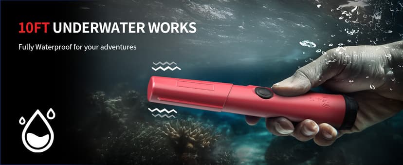 Rechargeable Metal Detector Pinpointer for Adults & Kids, Fully Waterproof Handheld Metal Detector Wand for Underwater, Portable Small Gold Detector Tool with LED Light and Adjustable Sensitivity