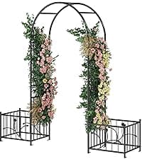 YITAHOME Birdcage Shape Garden Arch Arbors, 9.8'H x 6.8'W Pergola Pavilion for Climbing Plants Outdoor, Wedding Arches for Ceremony Party, Metal Garden Arbor for Patio, Backyard (Black)