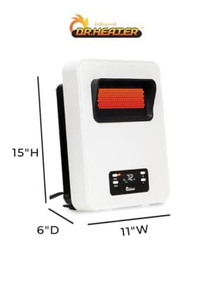 Dr. Infrared Heater Ecoheat Wall Hung or Wall Mounted Electric Space Heater, Dual System with Infrared and Fan Forced, Remote Control, 1500W, White