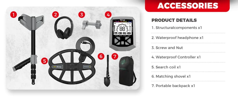 Metal Detector for Adults,12″ IP68 Waterproof Search Coil with High Accuracy System,Advanced DSP Chip Technology,5 Modes with LCD Backlit Display for Beach Hunting&Jewelry Finding