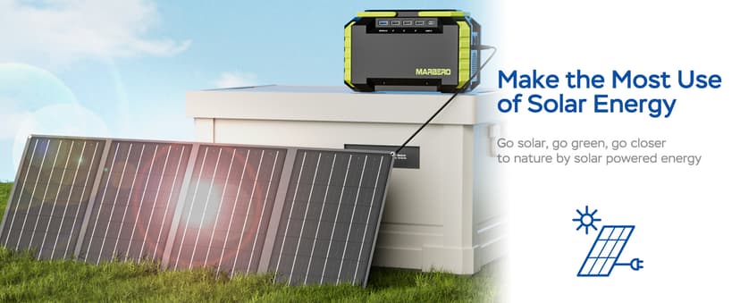 MARBERO 200W Solar Generator 222Wh Portable Power Station with Solar Panel 40W Included 60000mAh Power Supply with AC Outlet 100V 300W Max for Camping Emergency Home Backup