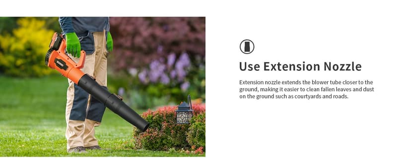 Leaf Blower, 21V Cordless Electric Blower with 2 2.0Ah Batteries and 1 Hour Fast Charger, Lightweight Leaf Blower for Patio Cleaning, Lawn Care, Blowing Fallen Leaves and Dust, etc.