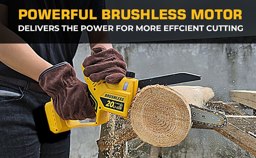Mini Chainsaw for Dewalt 20V MAX Battery, Auto-Oiler, 8-Inch and 6-Inch 2-IN-1 Brushless Cordless Pruning Chainsaw, Battery Powered Mini Chainsaw for Wood Cutting (Tools only)