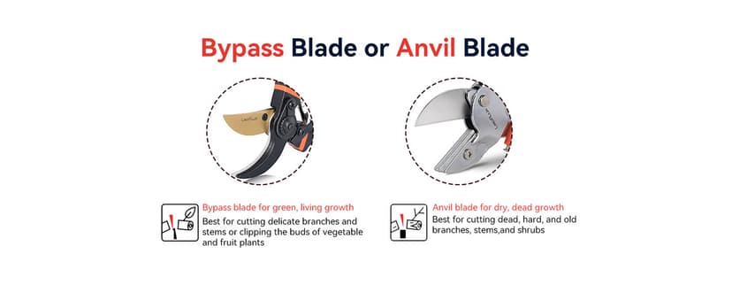 8" Professional Heavy Duty Anvil Pruning Shears with Anti-Rust SK-5 Blades, Garden Shears for Dry Stems and Small Branches, Gardening Scissors, Clippers for Wood, Non-Slip Handle. | LFXP1108S