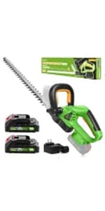Saker Cordless Hedge Trimmer-20V Electric Shrub Trimmer Grass Shears Handheld Grass Cutter, Hedge Shear with 2 PCS Rechargeable Battery and Charger for Garden, Lawn