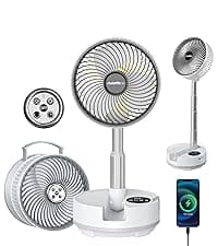 40000mAh Battery Operated Camping Fan, Rechargeable High Velocity Floor Fan, Auto Oscillation Remote Control Timer - Cordless Outdoor Fan for Car Travel RV Camp Garage Patio Hurricane Emergency