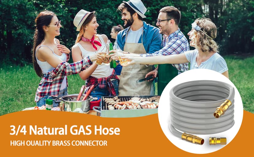 3/4 Natural Gas Hose For Generator 56FT, 3/4" ID Natural Gas Quick Connect Hose, Patio Heater, Grill Griddle, And Outdoor Ng/Lp Propane Appliance