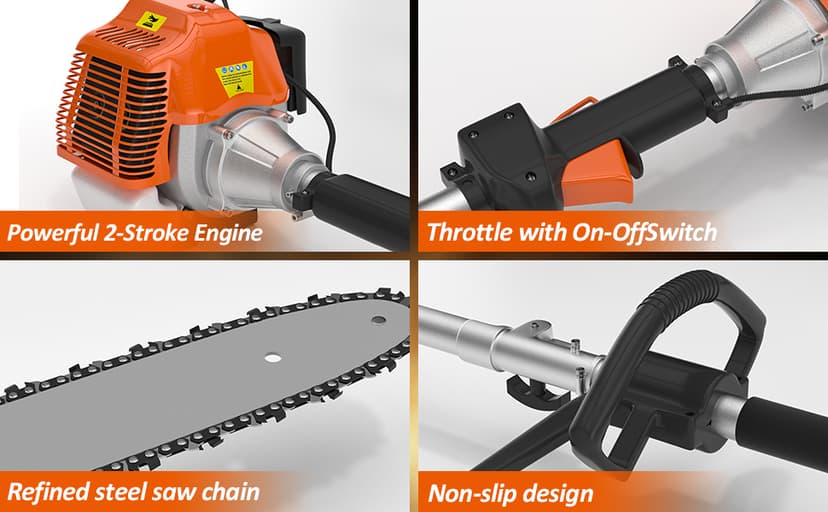 48CC Gas Powered Pole Saws,2-Stroke Gas Pole Saws for Tree Trimming with11.5in Cutting Bar,Extendable Pole to Height 16FT Cutting Chainsaw Tree Trimmer