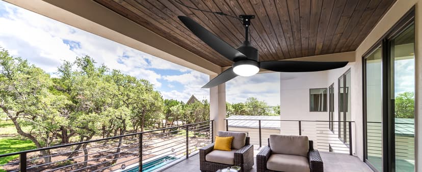 Depuley Outdoor Ceiling Fan with Light: 52 Inch Gazebo Fan Outdoor Hanging - Plug in Ceiling Fan for Patio Waterproof - Dimmable Ceiling Fan Remote App Control Black