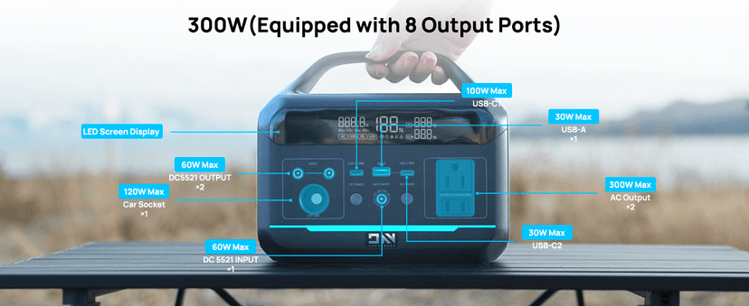 300W (Surge 600W) Solar Generator Portable Power Station LiFePO4 Battery, 204.8Wh(64000mAh) Portable Charger with Foldable 30W Solar Panel, AC&DC Outlets, for Camping Home Use RV Outdoor Adventure