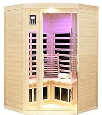 Outdoor Sauna 3 Person Infrared Sauna, Infrared Saunas for Home, 1950W Low EMF Far Infrared Sauna Old Fir Wooden Sauna with Beauty Red Light, Foldable Seat, Bluetooth, Chromotherapy Lamp, Reading Lamp