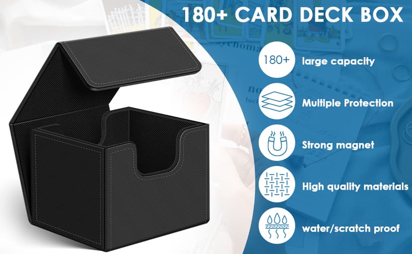 Homthy 4 Pack Card Box - Large Size, Fits 400+ Sleeved Cards, Compatible with Mtg Deck, Premium Leather Card Box for Trading Cards