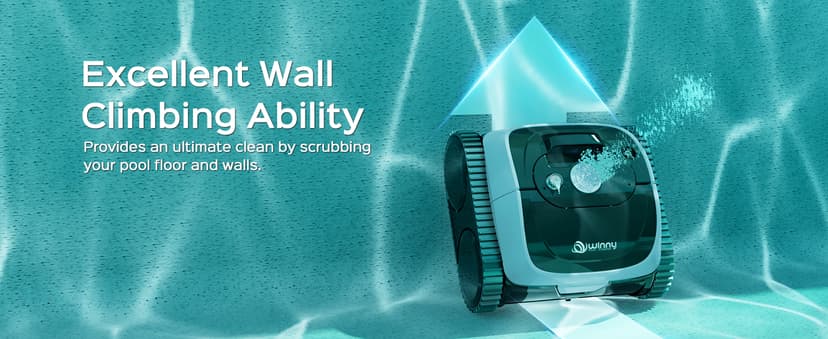 Pool Vacuum for Inground Pools, Cordless Robotic Pool Cleaner, Wall and Waterline Cleaning, Intelligent Route Planning, 150 min Runtime, for Pools up to 1,600 Sq.ft