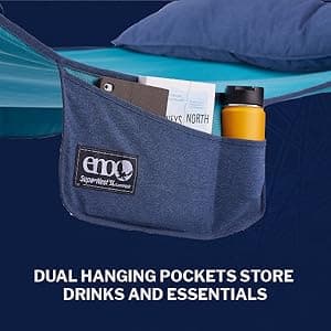 ENO SuperNest SL Hammock - 1 to 2 Person Backyard Hammock - Outdoor Patio Furniture for Backyard, Lawn, or Balcony - Coastal Blue