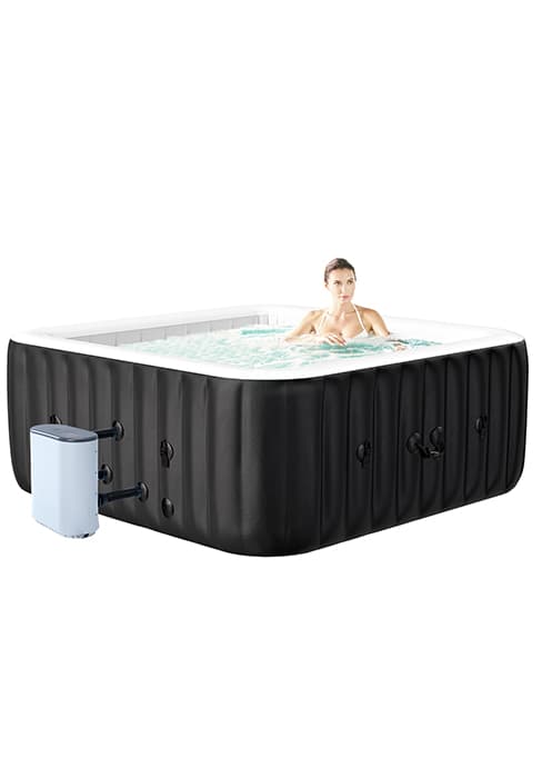 2 Person Inflatable Hot Tub, Oval Portable Hot Tub, Leak-Proof Blow up Hot Tub with 100 Air Jets, PVC Outdoor Spa with Insulated Cover & Heater Pump, 75” L X 47”W X 25”H