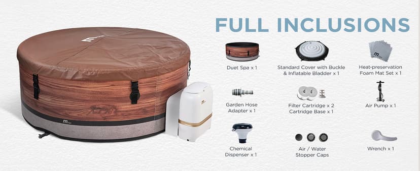 M Spa Round Inflatable Bubble Massage Spa, 4 to 6 Person Outdoor Hot Tub, Duet