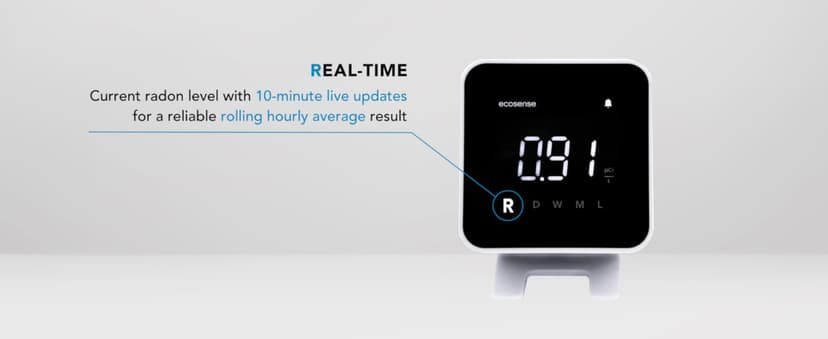 Ecosense EB100 EcoBlu, Home Radon Detector, Capture & Display Results Every 10 Minutes, Short & Long-Term Continuous Monitoring, Easy to Use