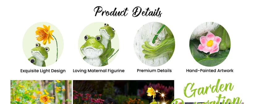 GIGALUMI Solar Garden Statues Loving Frog Garden Decor Figurine Lights for Outside, Yard Decorations Outdoor Patio Decor, Gardening Gifts for Women