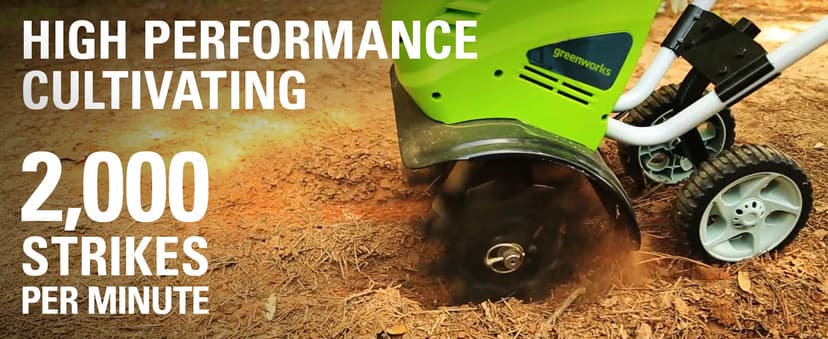 Greenworks 40V 10" Cordless Tiller / Cultivator, 4.0Ah Battery and Charger Included, Green