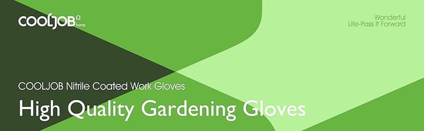 COOLJOB 2 Pairs Gardening Gloves for Women and Men, Bamboo Working Gloves Touchscreen, Grippy Nitrile Rubber Coated Work Gloves, Green/Black, X-Large Size (2 Pairs XL)