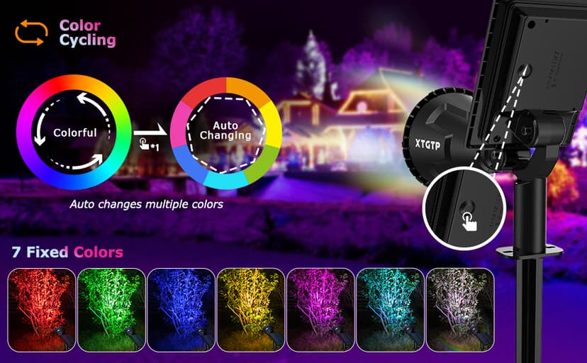 Solar Color Spot Lights Outdoor,21 LEDs Color Changing Solar Outdoor Lights,IP67 Waterproof RGB Multicolor Yard Solar Spotlights Auto On/Off for Pathway Garden Pool Patio Tree,2 Pack